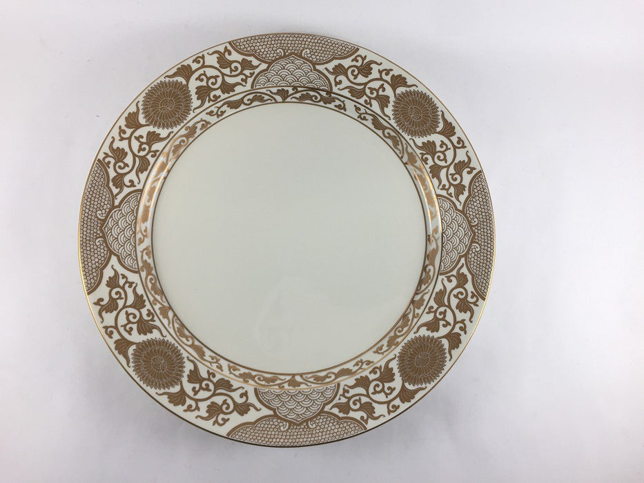 【SALE】255リム皿　乳白金彩菊華紋　25.5cm　有田焼【訳あり】