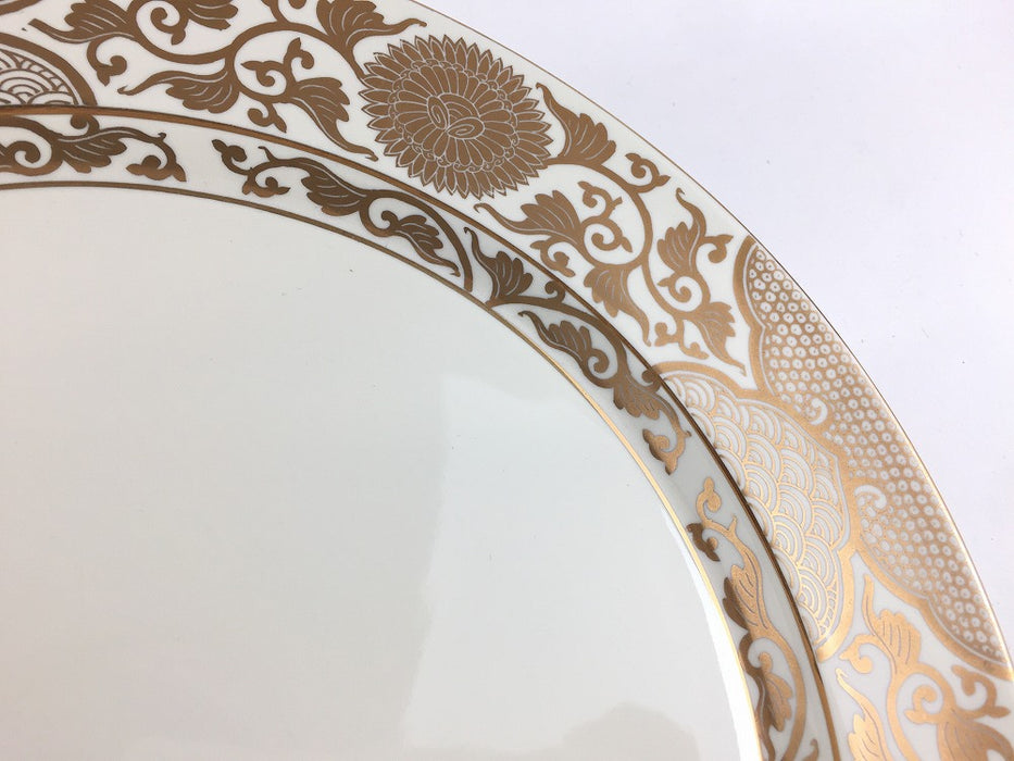 【SALE】255リム皿　乳白金彩菊華紋　25.5cm　有田焼【訳あり】