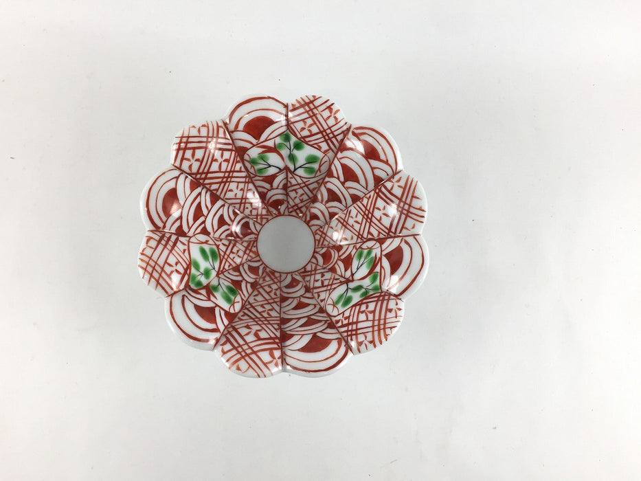 【SALE】菊丸小鉢　赤地紋青海波　11cm　有田焼【訳あり】