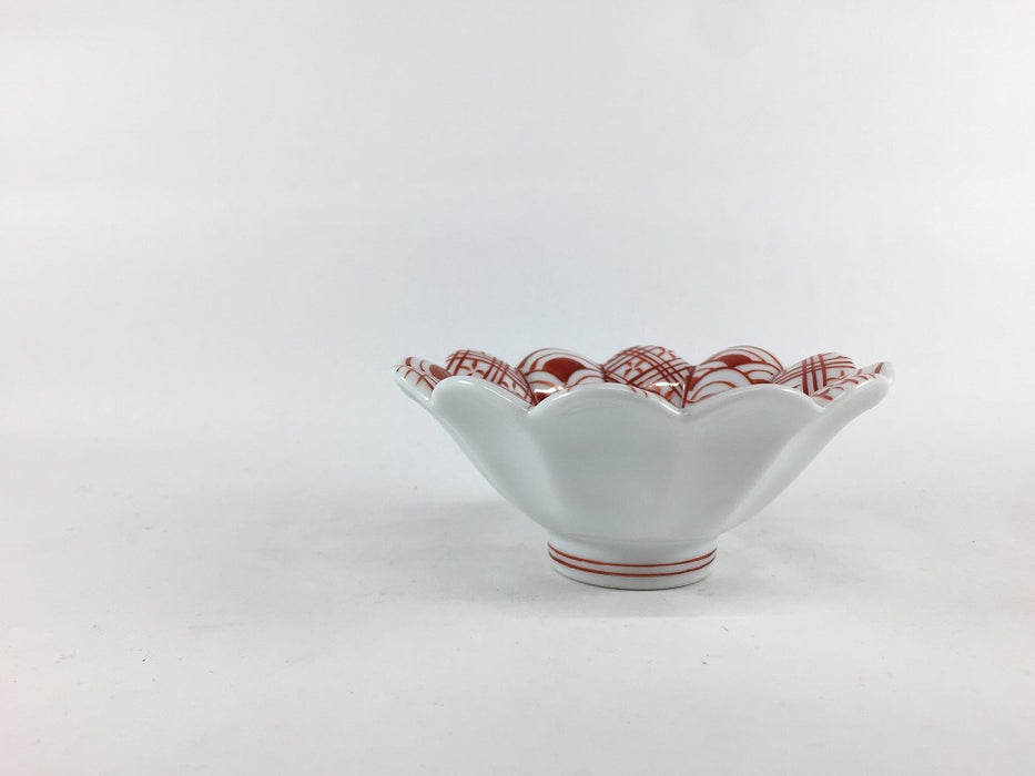 【SALE】菊丸小鉢　赤地紋青海波　11cm　有田焼【訳あり】