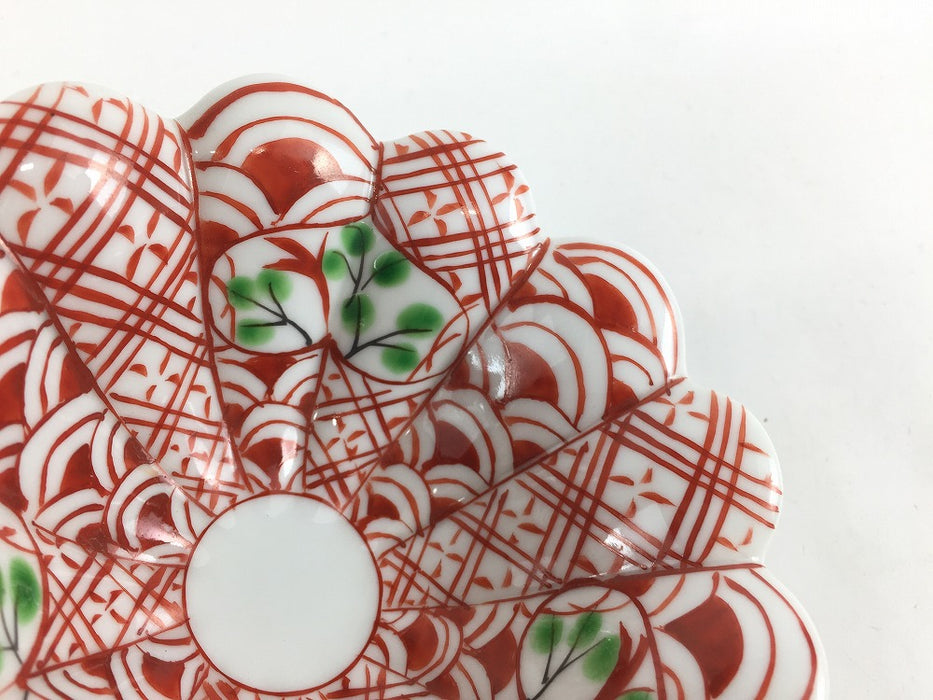 【SALE】菊丸小鉢　赤地紋青海波　11cm　有田焼【訳あり】