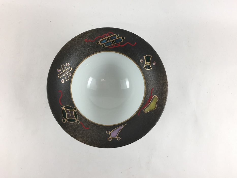 【SALE】120リム反小鉢　黒茶吹宝尽　12.5cm　有田焼【訳あり】