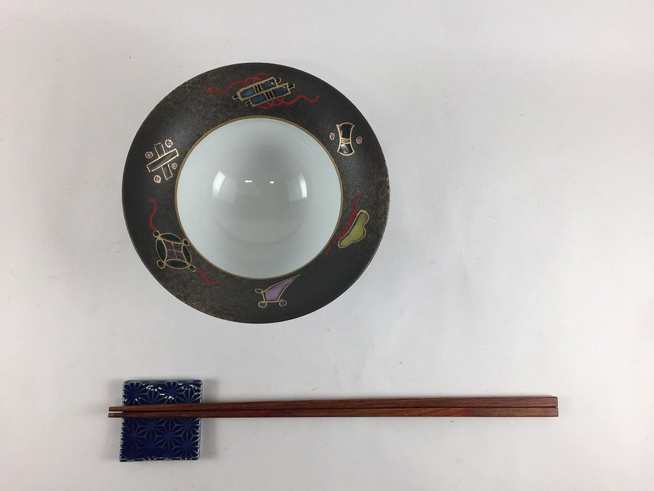 【SALE】120リム反小鉢　黒茶吹宝尽　12.5cm　有田焼【訳あり】