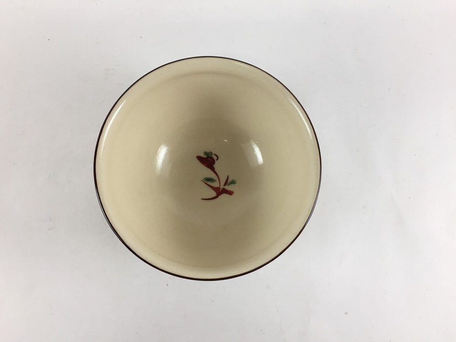 【SALE】10cm井戸碗　古赤絵草花　10cm　有田焼【訳あり】