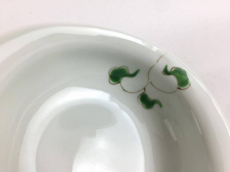 【SALE】15cm楕円ボール　(緑唐草)　波佐見焼【訳あり】