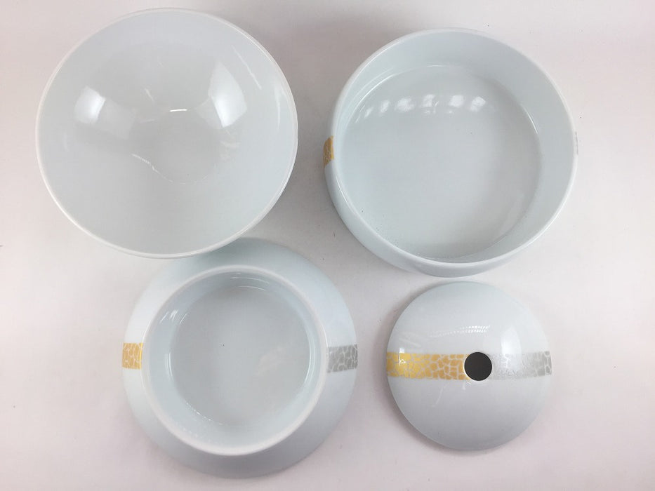玉重　金銀箔帯彩　16cm 有田焼【珠型三段重】(j.R)