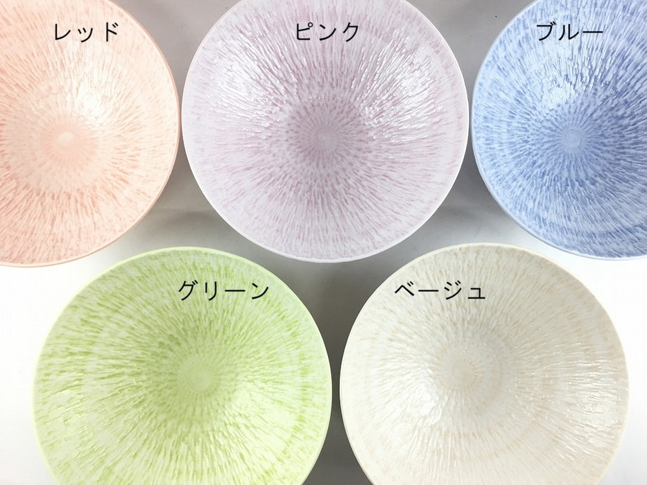 さざなみ　ボウル　(レッド/ピンク/グリーン/ブルー/ベージュ)　15.5cm　波佐見焼 (j.R)