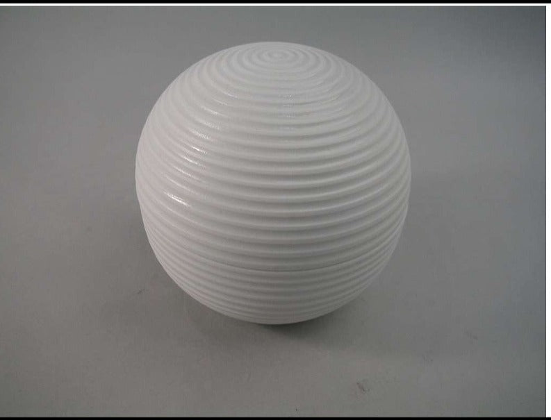 95玉蓋物　白磁千段　9cm　有田焼(j.R)