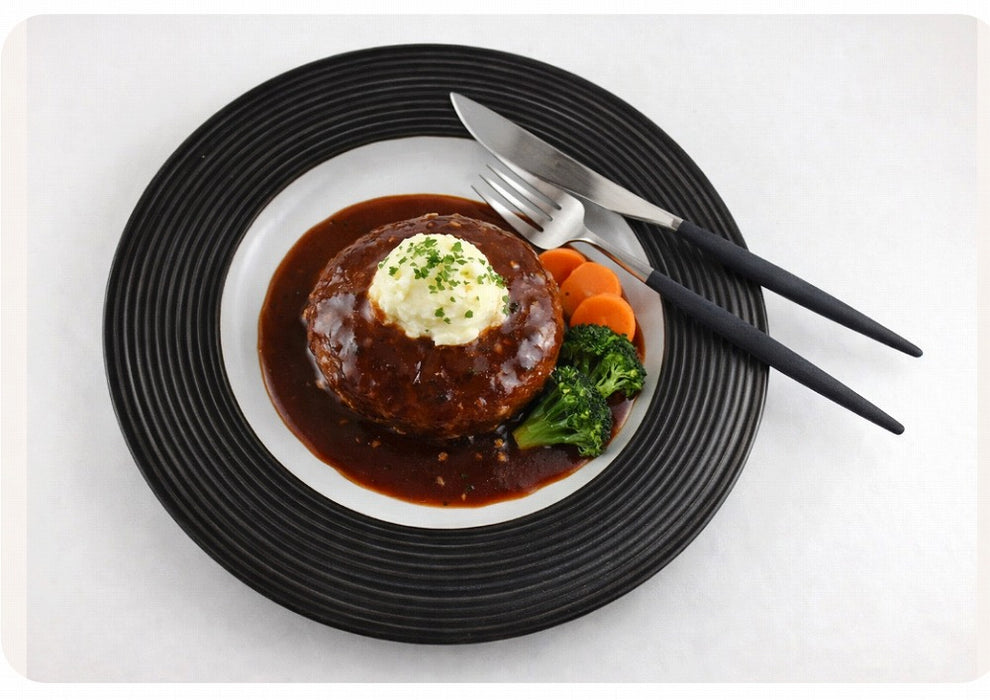 24.5cmワイドリムプレート　(W/B)　波佐見焼(j.R)