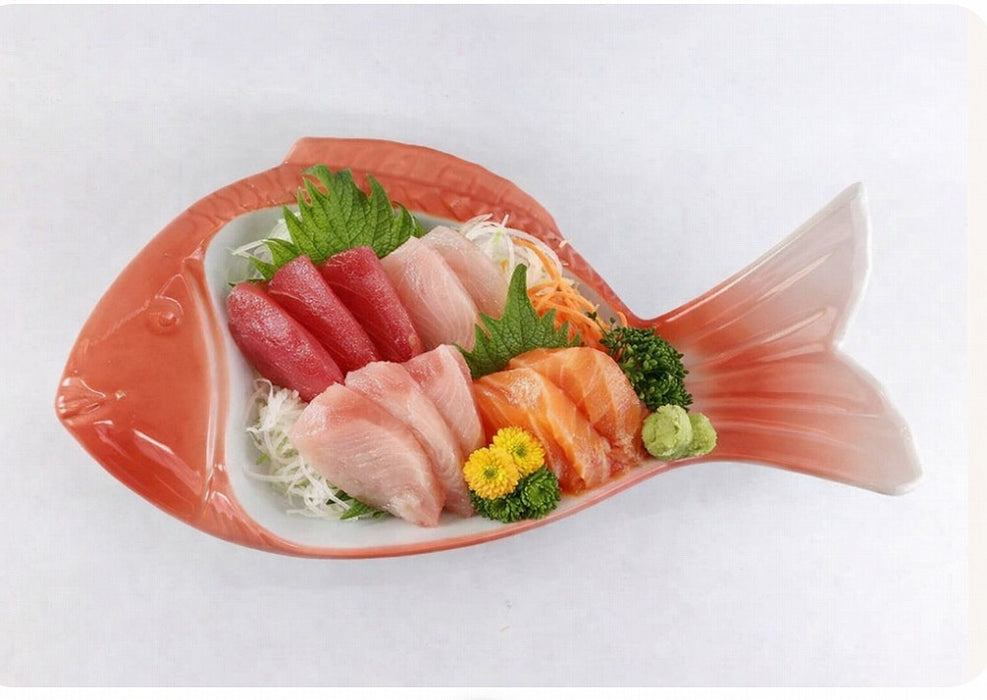 鯛向付　(青白磁/赤吹)　16cm　有田焼　(j.R)