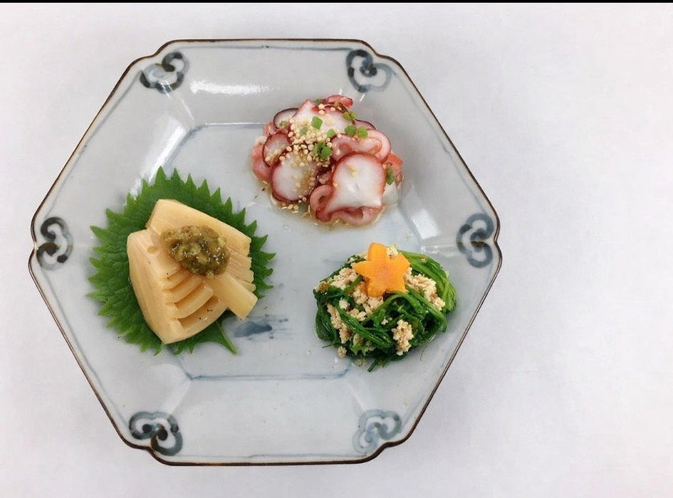 18cm六角皿　李白山水　伊万里焼　