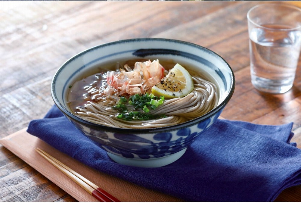 琉球唐草(ルリ/サビ)　6.5そば丼　19cm　美濃焼 (j.R)