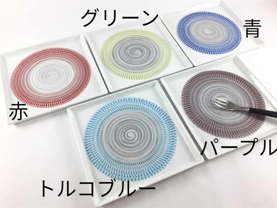 【皿/プレート/中皿】色染流し21cm丸プレート　(赤/青/グリーン/パープル/トルコブルー) 　波佐見焼(j.R)