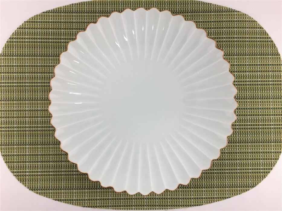 渕サビ　21cm　菊型皿　有田焼(j.R)