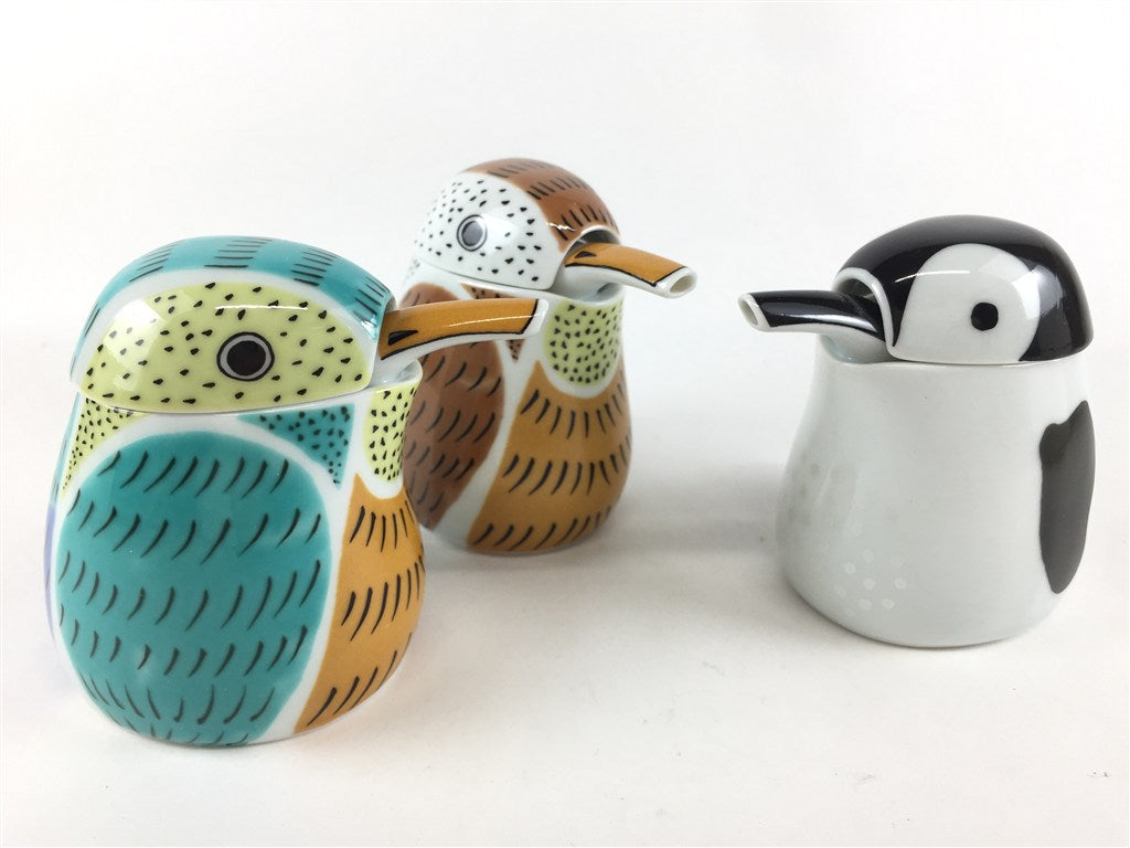 有田焼 錦ミニ汁次 (ふくら雀/川蝉形/赤ちゃんペンギン) 60cc 7.5cm