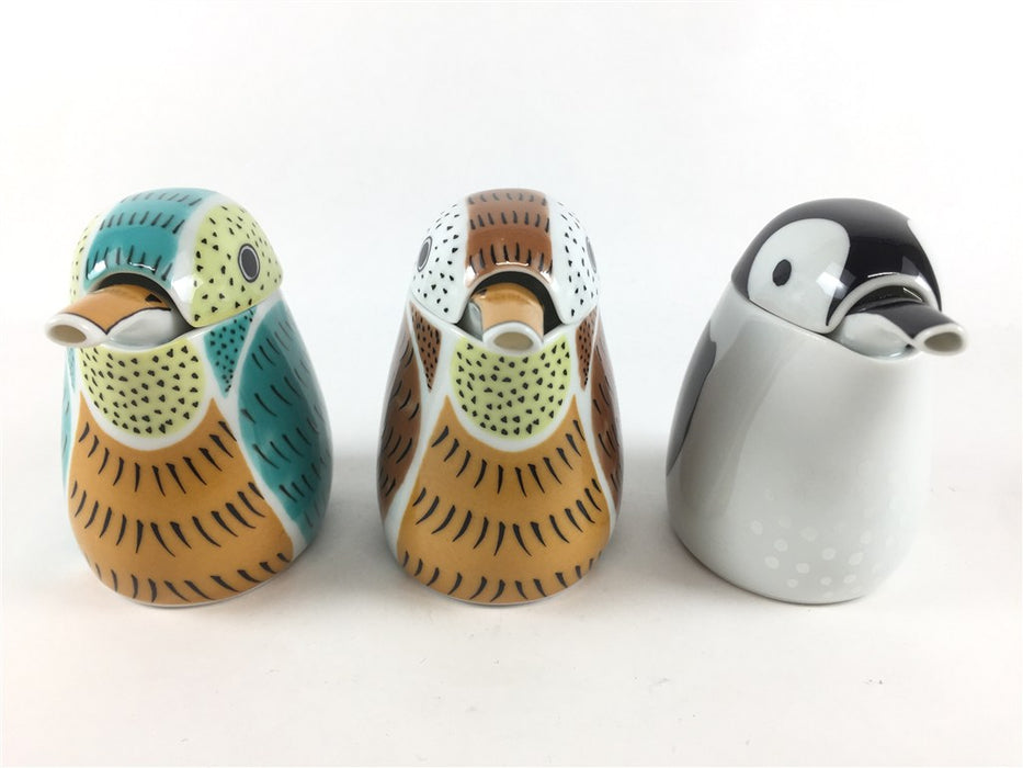 有田焼 錦ミニ汁次 (ふくら雀/川蝉形/赤ちゃんペンギン) 60cc 7.5cm