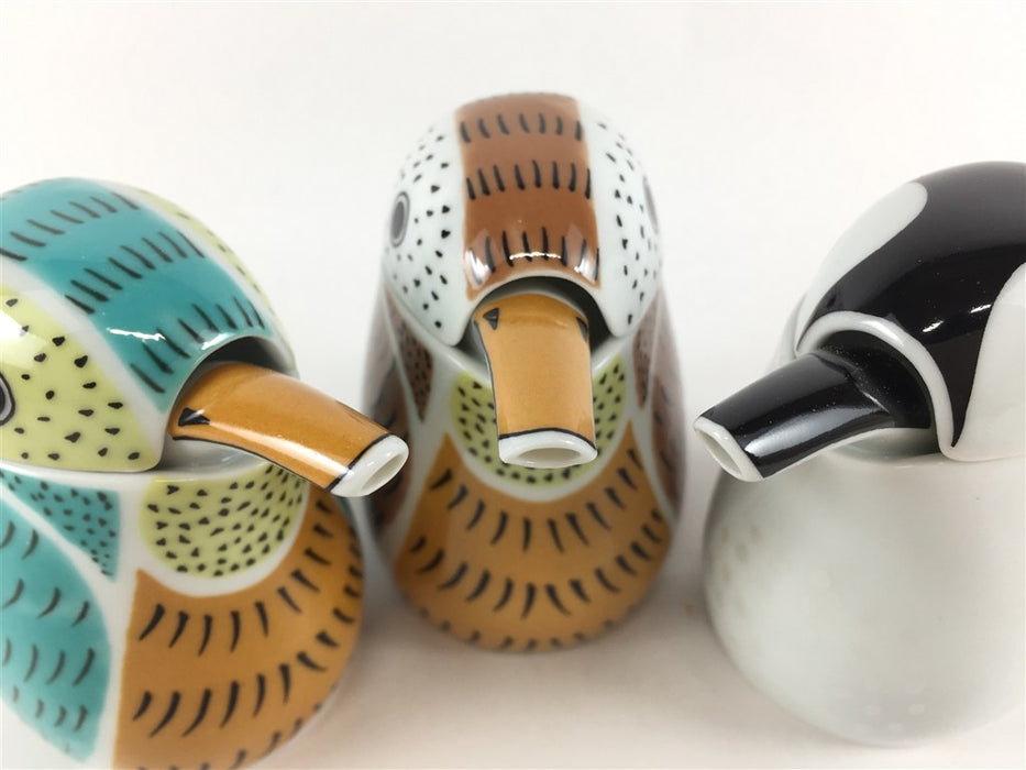 有田焼 錦ミニ汁次 (ふくら雀/川蝉形/赤ちゃんペンギン) 60cc 7.5cm