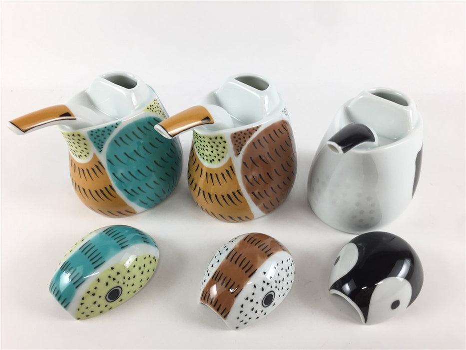 有田焼 錦ミニ汁次 (ふくら雀/川蝉形/赤ちゃんペンギン) 60cc 7.5cm