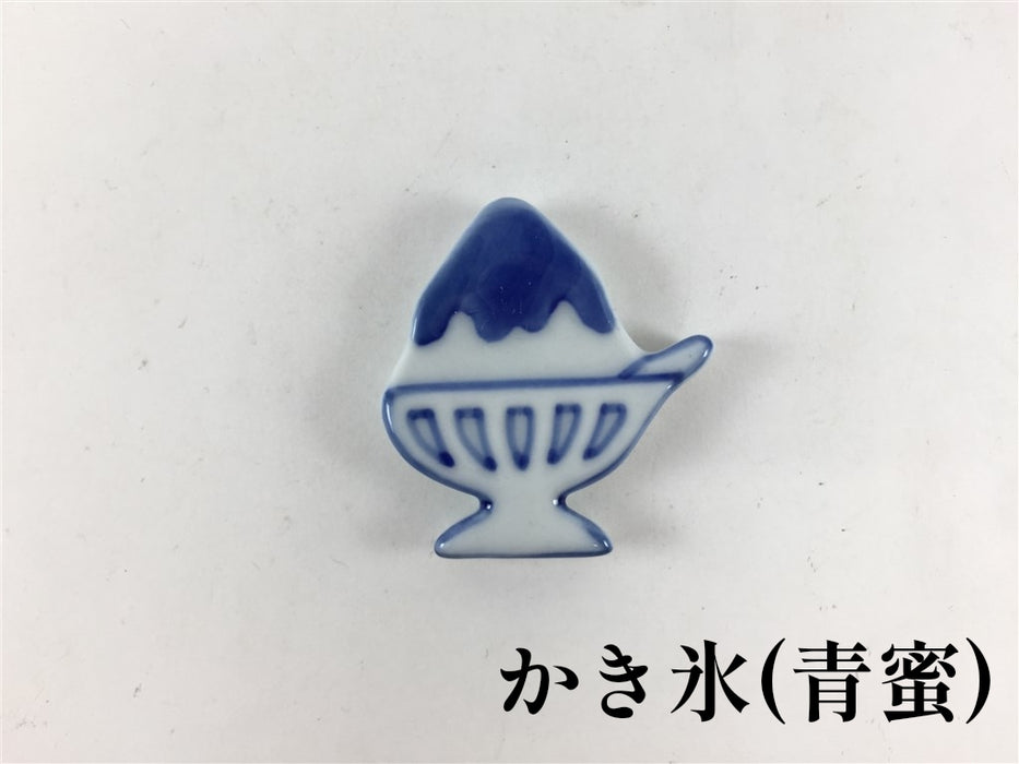 有田焼.箸置　かき氷(赤蜜/青蜜/黄蜜)/ 朝顔(青/紫/ピンク)/ うちわ (j.R)