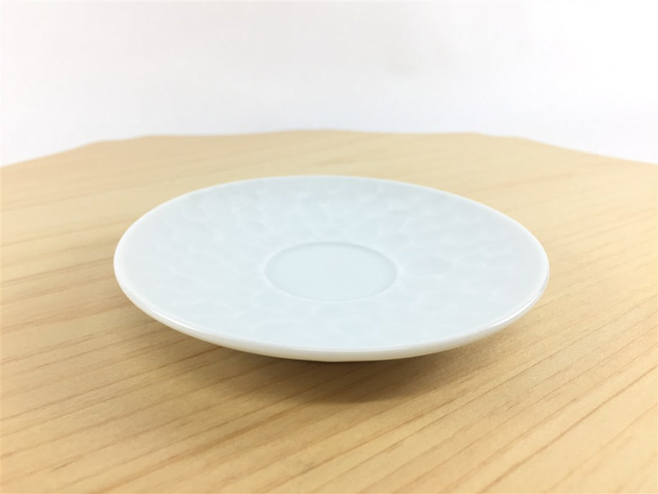 有田焼 李荘窯 白磁槌目(石灰)三寸平小皿(内丸3cm) <お取り寄せ可>