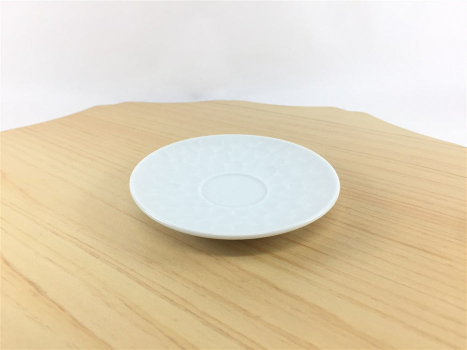 有田焼 李荘窯 白磁槌目(石灰)三寸平小皿(内丸3cm) <お取り寄せ可>