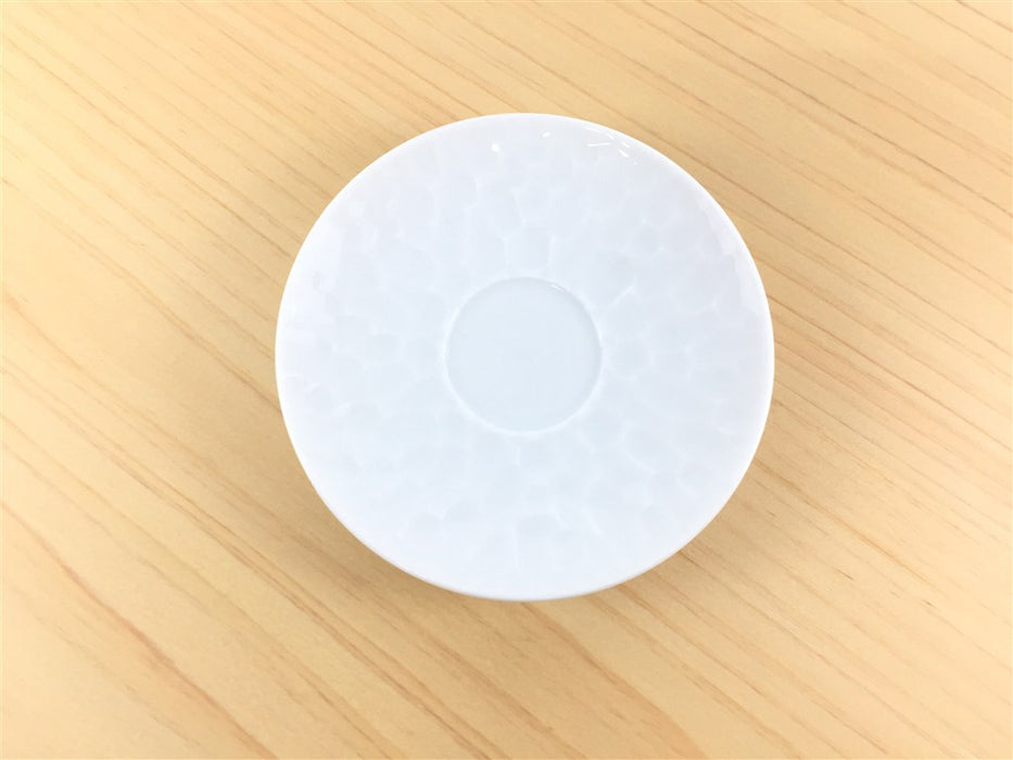 有田焼 李荘窯 白磁槌目(石灰)三寸平小皿(内丸3cm) <お取り寄せ可>