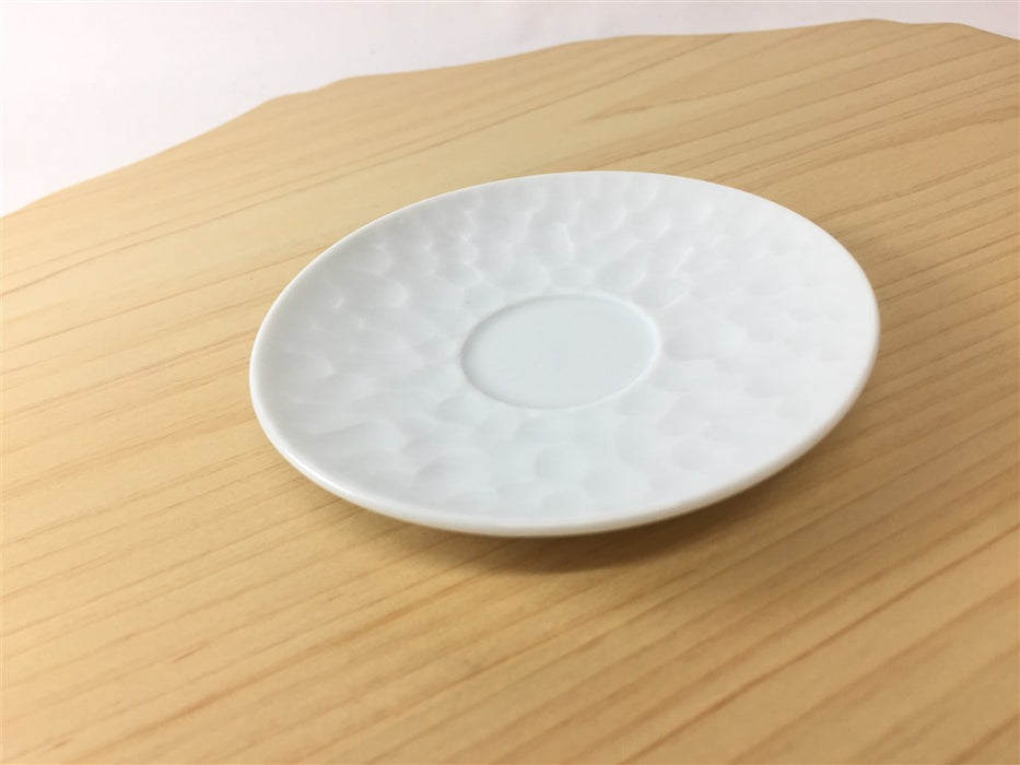 有田焼 李荘窯 白磁槌目(石灰)三寸平小皿(内丸3cm) <お取り寄せ可>
