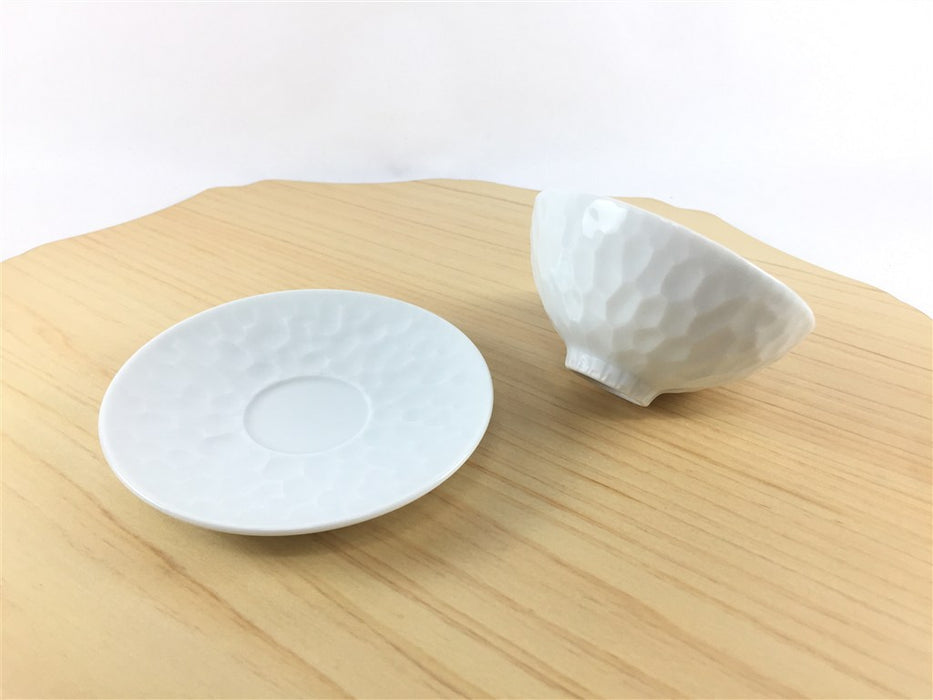 有田焼 李荘窯 白磁槌目(石灰)三寸平小皿(内丸3cm) <お取り寄せ可>