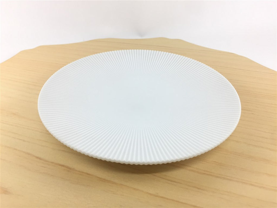 有田焼 李荘窯 白磁ブラスト 鎬皿 15cm (j.R)