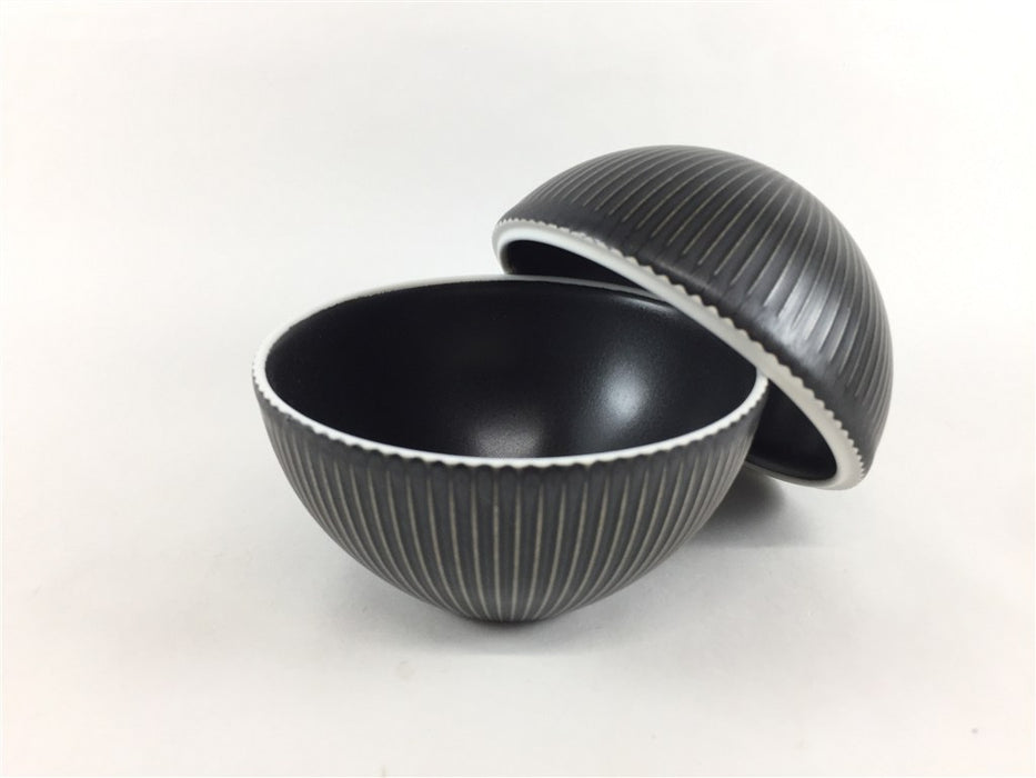 95鎬玉蓋物　黒マット　9cm　有田焼(j.R)