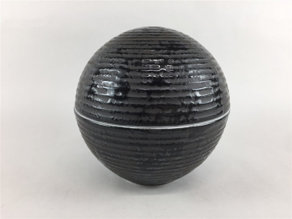 95玉蓋物　黒千段タタキ　9cm　有田焼(j.R)