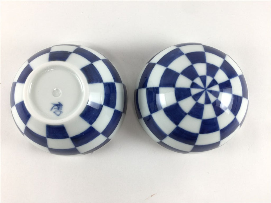 95玉蓋物　青市松　9cm　有田焼(j.R)