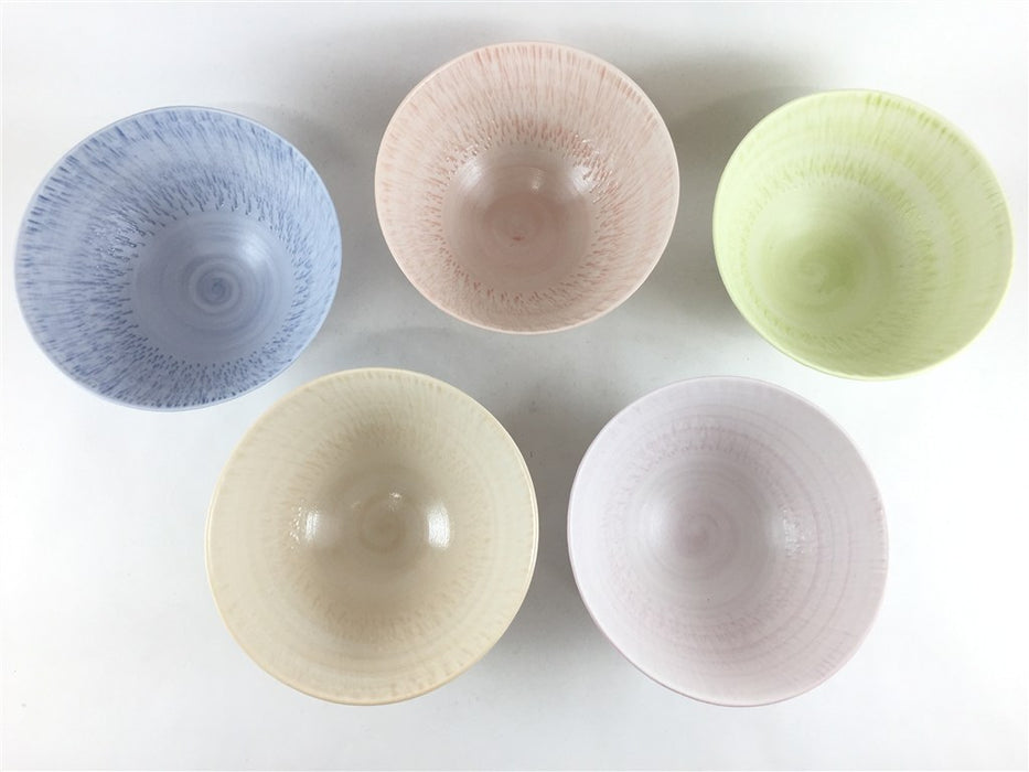 さざなみ　丸飯碗　(レッド/ピンク/グリーン/ブルー/ベージュ)　12cm　波佐見焼 (j.R)