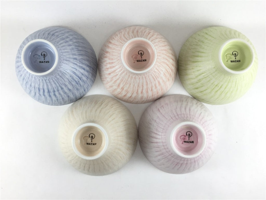 さざなみ　丸飯碗　(レッド/ピンク/グリーン/ブルー/ベージュ)　12cm　波佐見焼 (j.R)