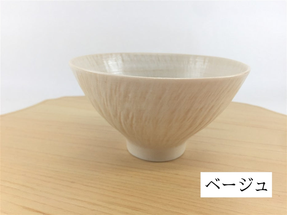 さざなみ　丸飯碗　(レッド/ピンク/グリーン/ブルー/ベージュ)　12cm　波佐見焼 (j.R)