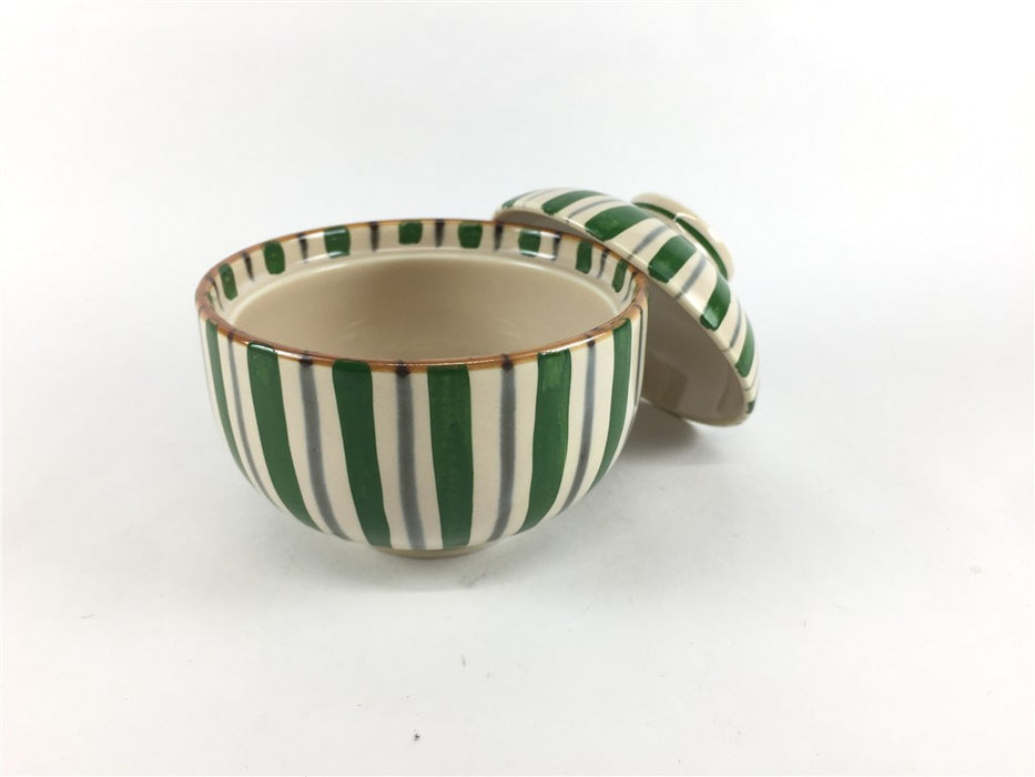 染錦緑十草ゆず白.ミニ小蓋物 有田焼