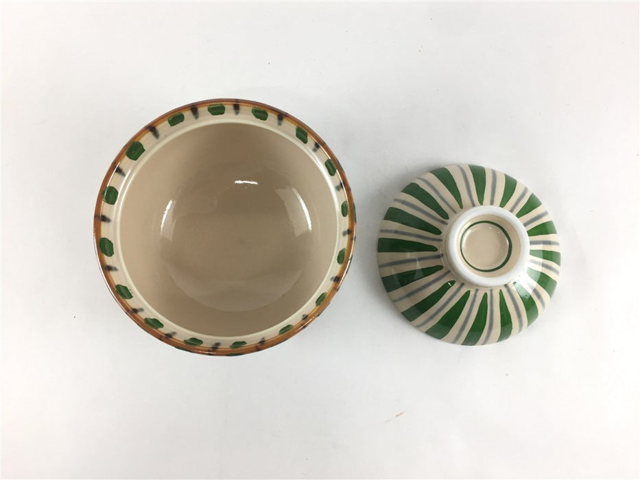 染錦緑十草ゆず白.ミニ小蓋物 有田焼