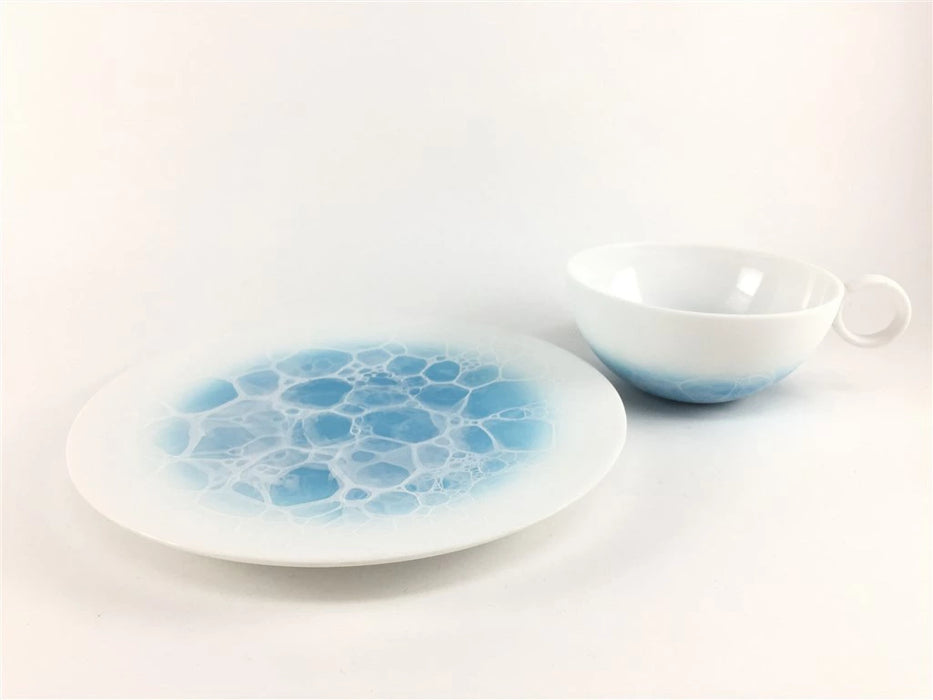【ティー/カップソーサー】紅茶碗皿(190cc)　ES白泡(ピンク/ブルー)　有田焼