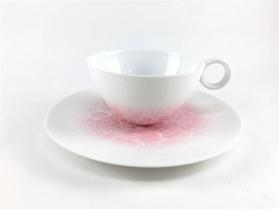 珈琲碗皿(190cc)　ES白泡(ブルー/ピンク)　有田焼