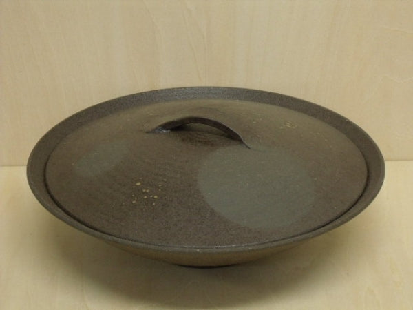 【SALE】22.5cm平蓋物(焼〆丸紋)　日本製　Se159【在庫3】