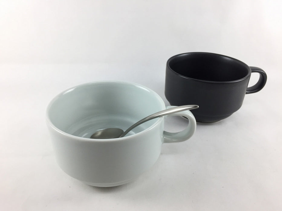 スタックスープカップ(340cc)　10cm　白マット/黒マット　波佐見焼