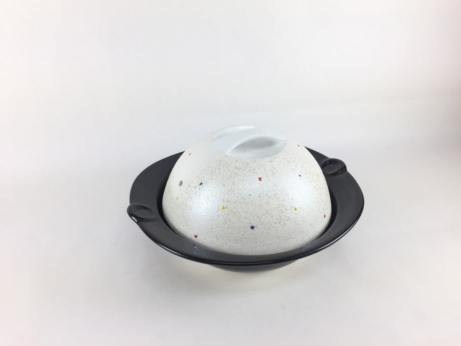 【SALE】ドーム楕円鍋.黒/パールドット　有田焼　Es045149