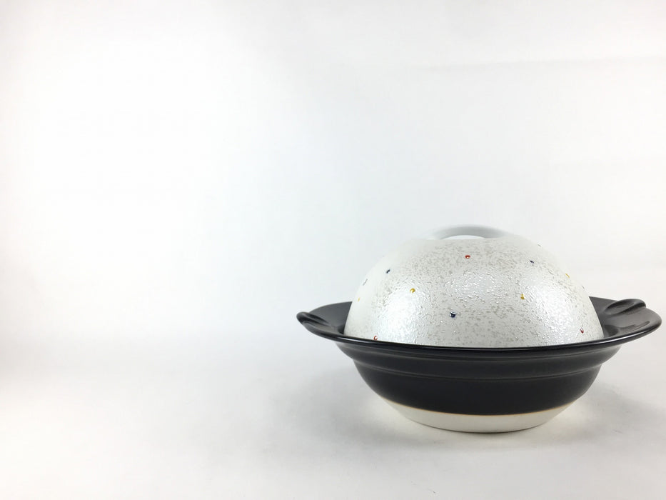 【SALE】ドーム楕円鍋.黒/パールドット　有田焼　Es045149