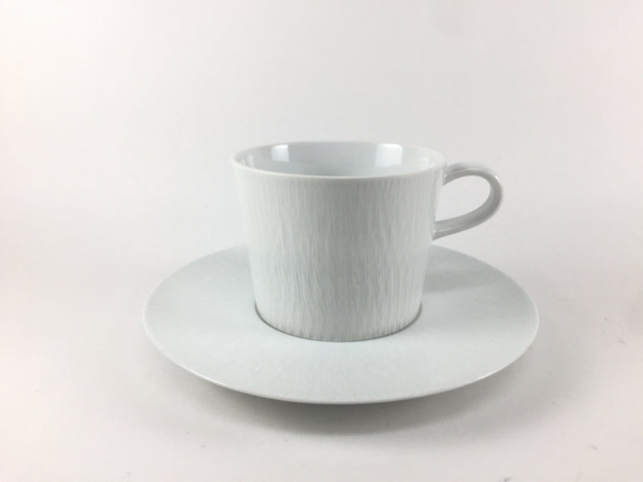 Yコーヒーカップソーサー　(200cc/φ8)　白磁飛び鉋　有田焼　(j.R)