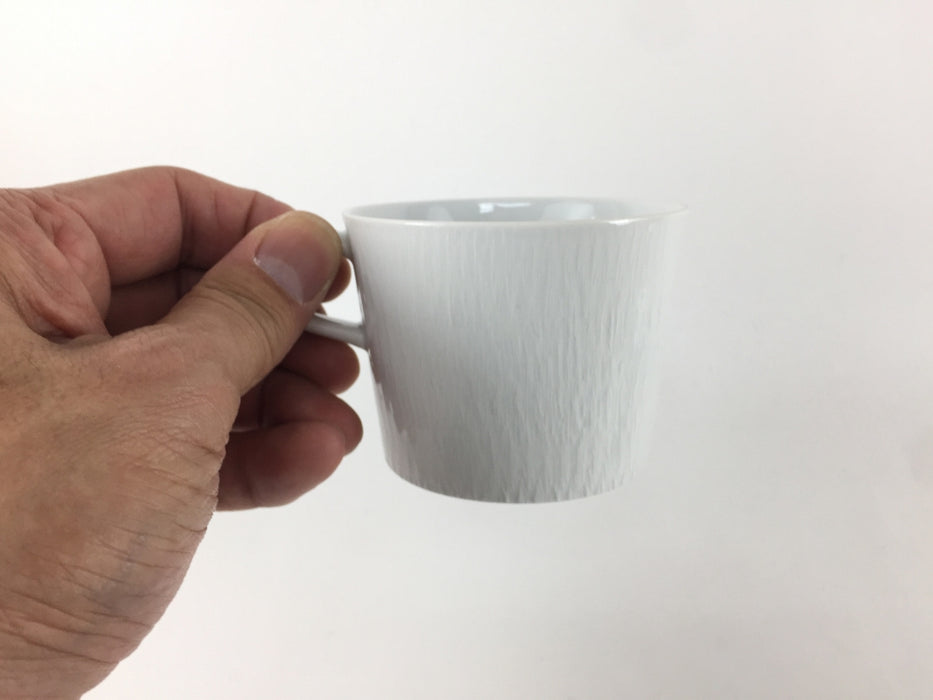 Yコーヒーカップソーサー　(200cc/φ8)　白磁飛び鉋　有田焼　(j.R)