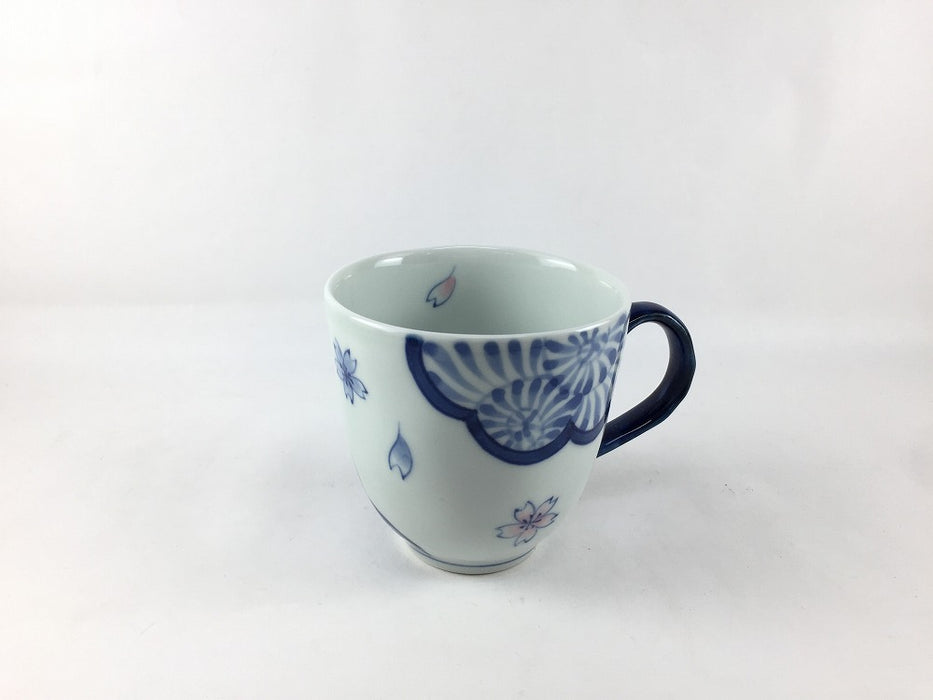 【マグカップ/カップ】250ccマグカップ.染彩り雲絵桜(手藍)　有田焼