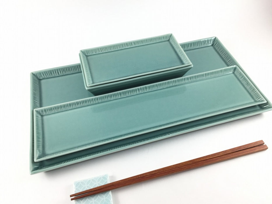 【SALE】nagazara(30×15)　turquoise　30cm　波佐見焼【在庫1】