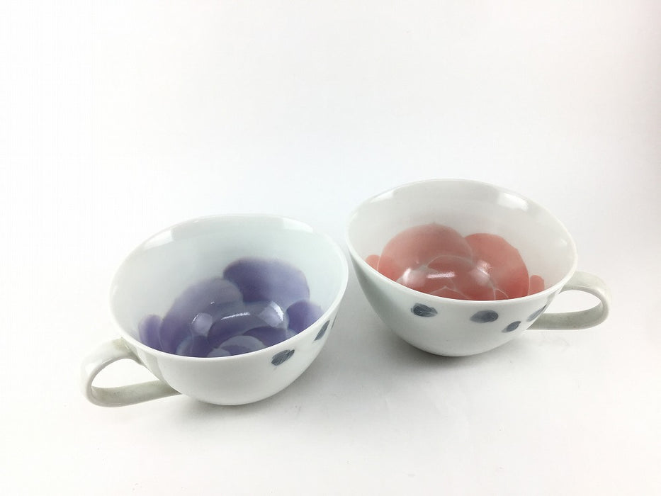 スープ碗　ばら彩(赤/紫)　260cc　有田焼　(j.R)