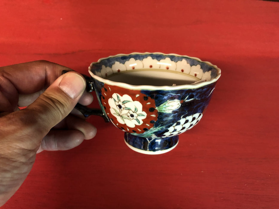 珈琲碗皿(トルコ鍋島.青チューリップ)　波佐見焼　コーヒー碗皿