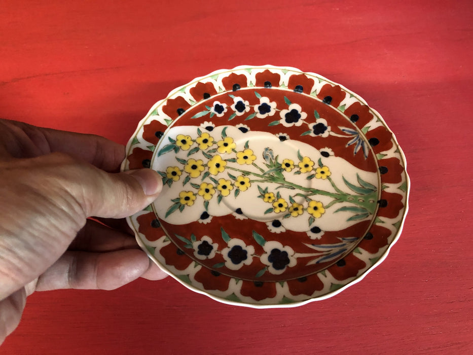 珈琲碗皿(トルコ鍋島.赤花の道)　波佐見焼　コーヒー碗皿